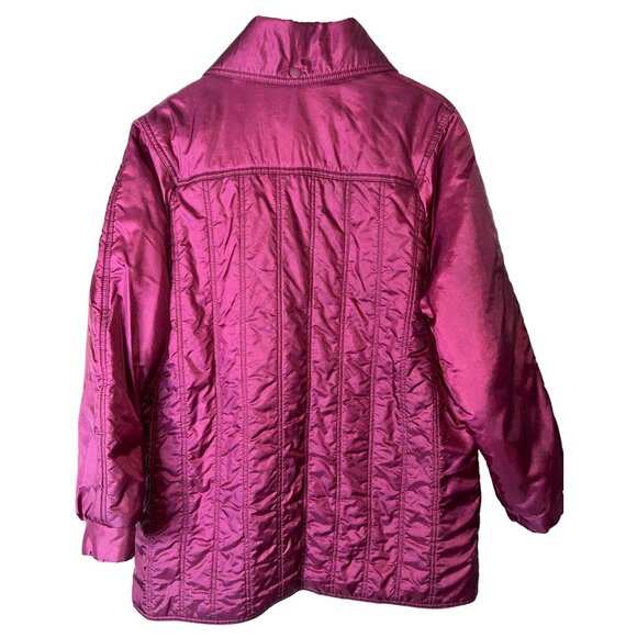 Vintage Dani Colby Burgundy Quilted Jacket M 12-14 Nylon Blend W/ Pockets - Picture 2 of 5